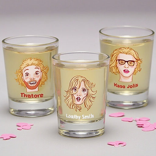 Customizable Shot Glasses with Face Stickers – Party Favors for Birthdays, Weddings & More | St. Charles IL